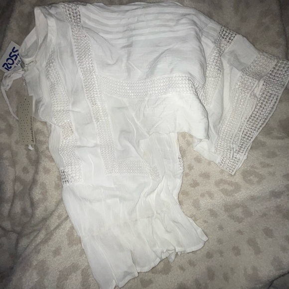 *Brand new* white sheer cotton BoHo three-quarter top large. - Picture 2 of 11